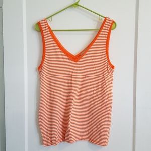 Banana Republic Orange and White Stripe Tank Top
